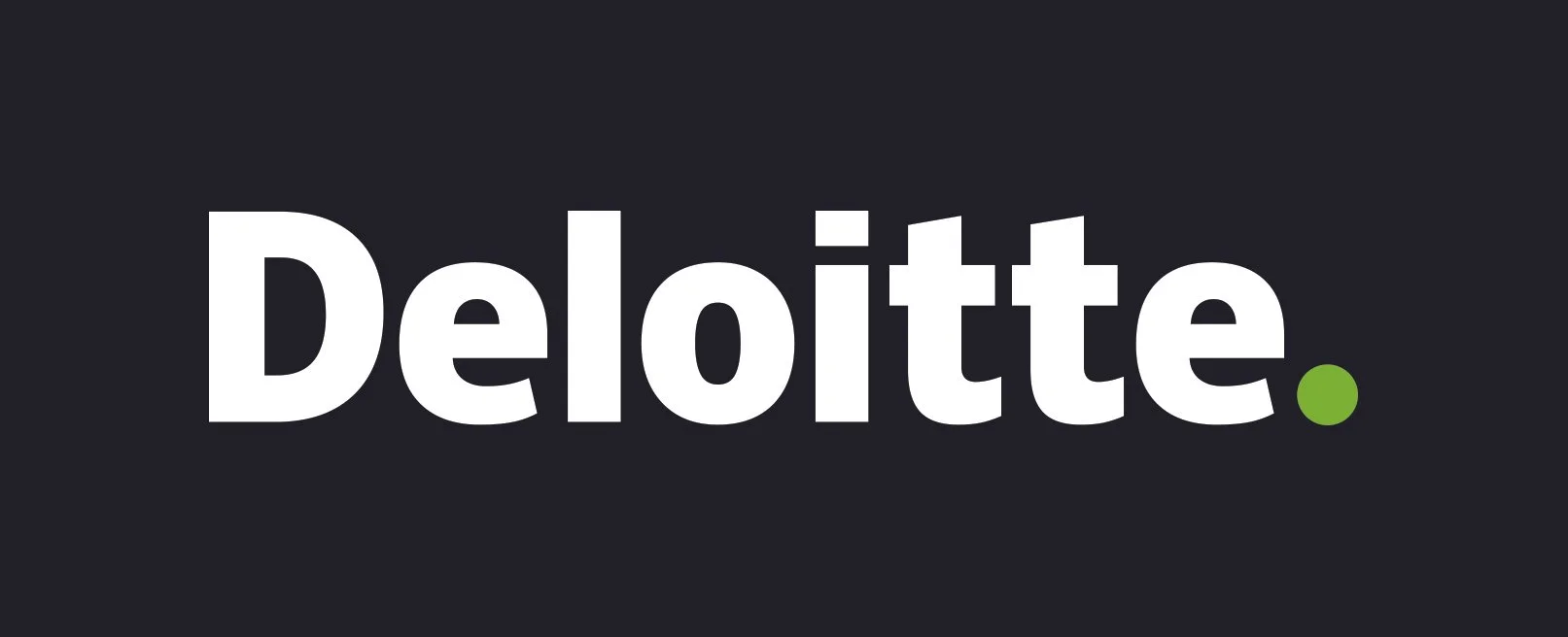 The Deloitte logo with white text on a dark background and a small green dot at the end.