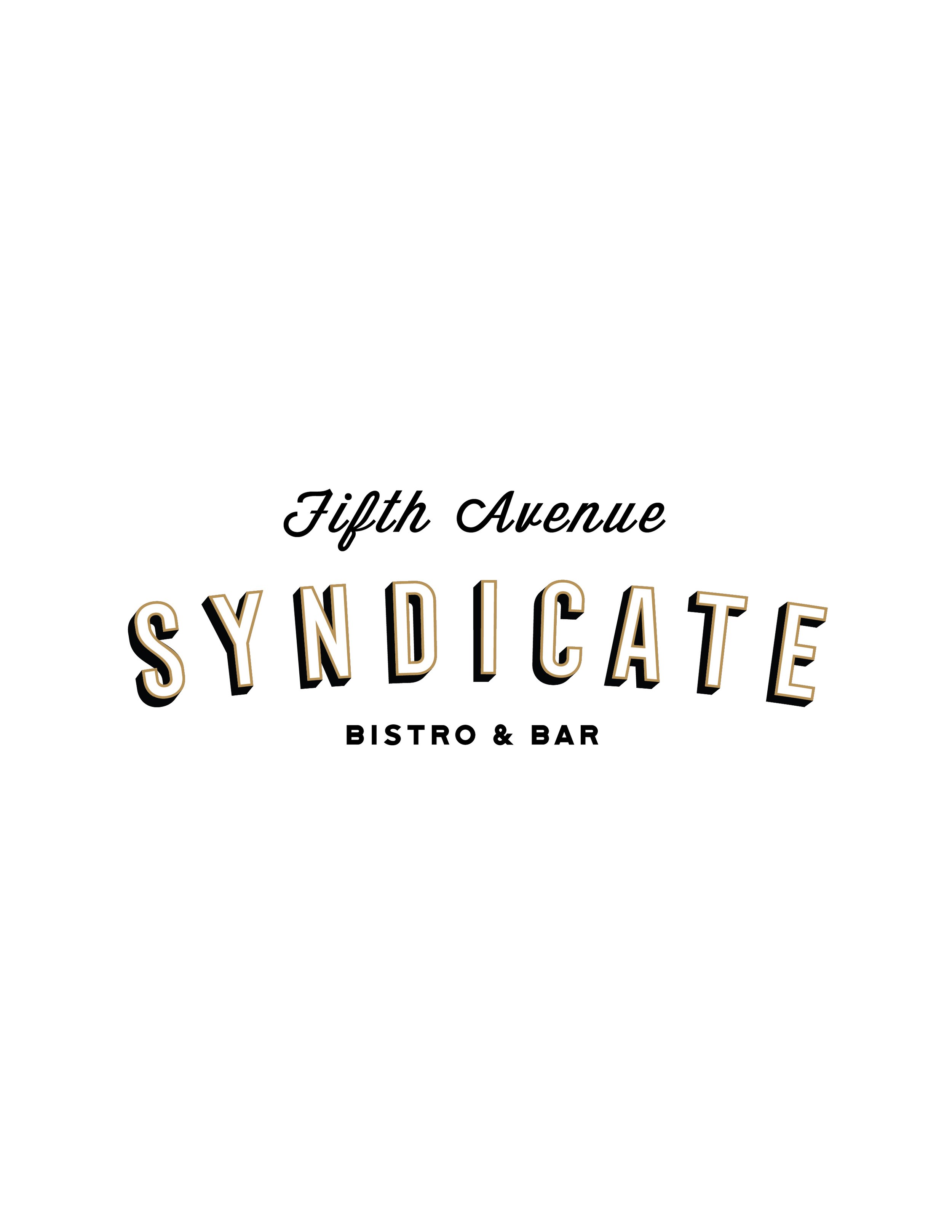 The logo for Fifth Avenue Syndicate Bistro & Bar, featuring bold black and gold lettering.