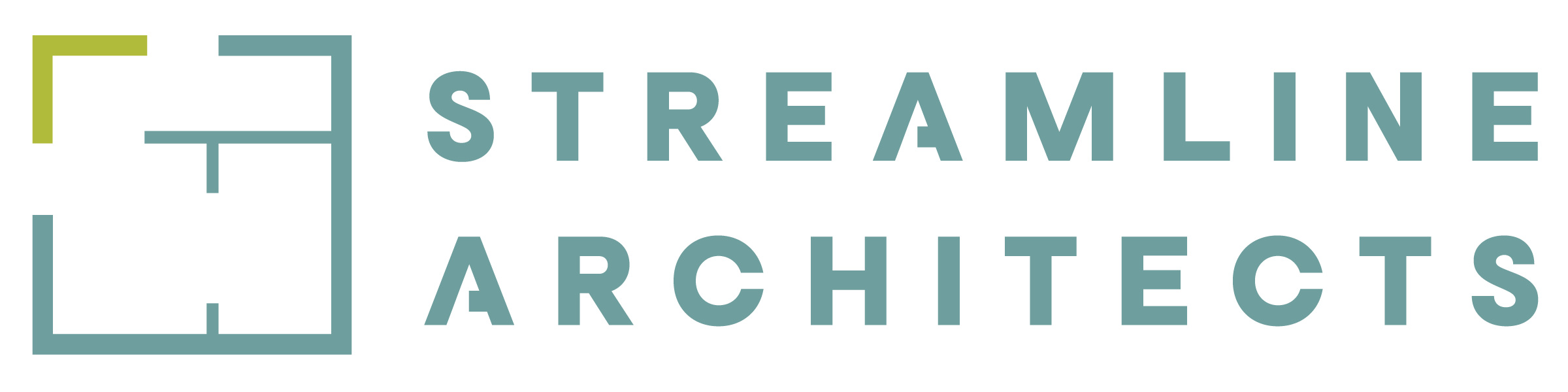 Logo of Streamline Architects with a stylized floor plan icon composed of overlapping rectangles and the company name.