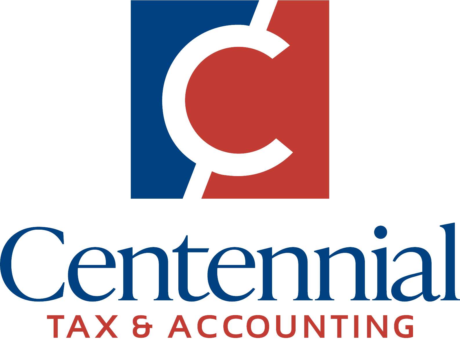 Logo for Centennial Tax & Accounting featuring a stylized C in red, white, and blue, with the text 'Centennial' in blue and 'TAX & ACCOUNTING' in red.