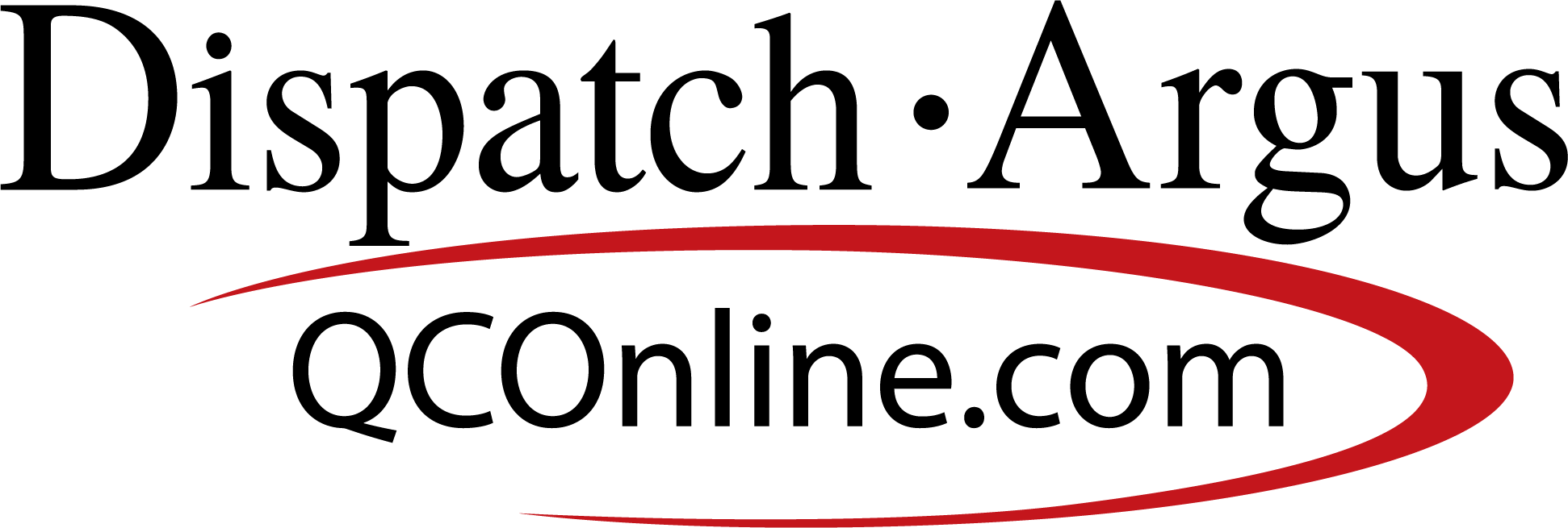 Dispat.ch Argus QOnline.com logo with black text, red underline and oval shape.