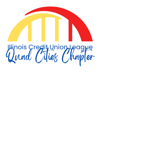 Logo with a stylized arch in red, yellow, and orange colors above the text 'Illinois Credit Union League' and 'Quad Cities Chapter' in blue script.
