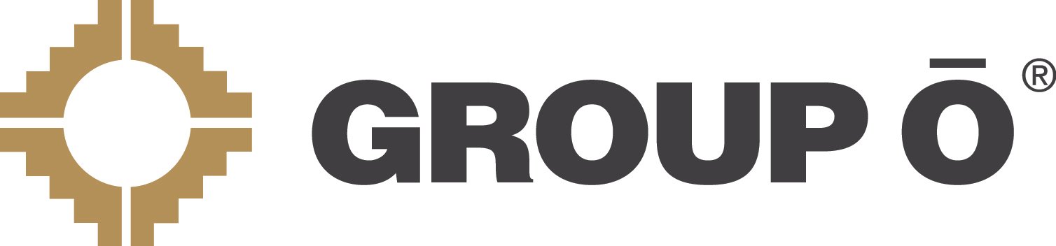 Brand logo with a stylized gold gear shape and the words 'GROUP O' in bold black text.