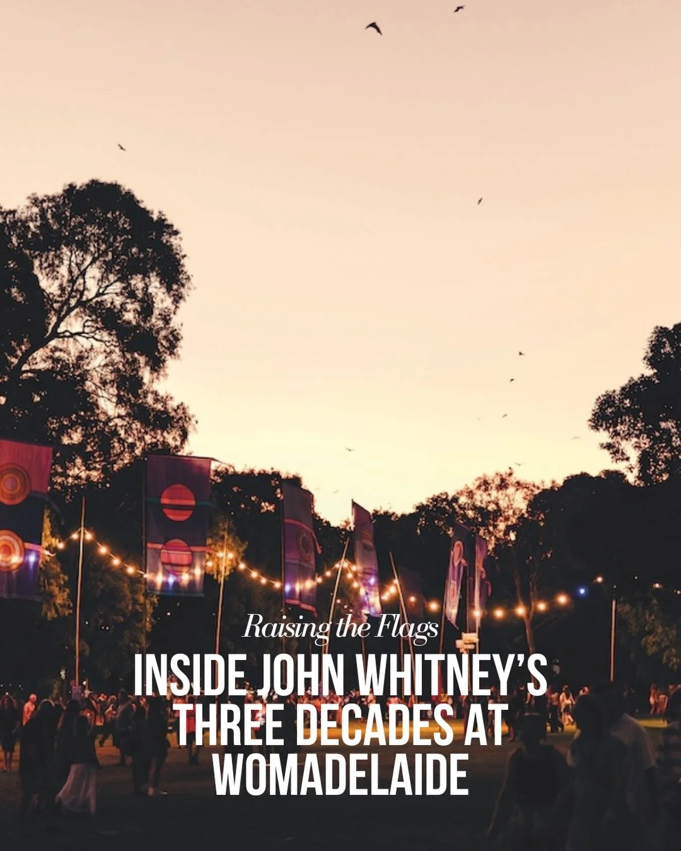Ahead of this year&rsquo;s WOMADelaide Festival, we chatted with &ldquo;The Keeper of Flags&rdquo; John Whitney about his 30-year association with the festival and his new exhibition Pipes, a collaborative work with fellow artist James Parker current