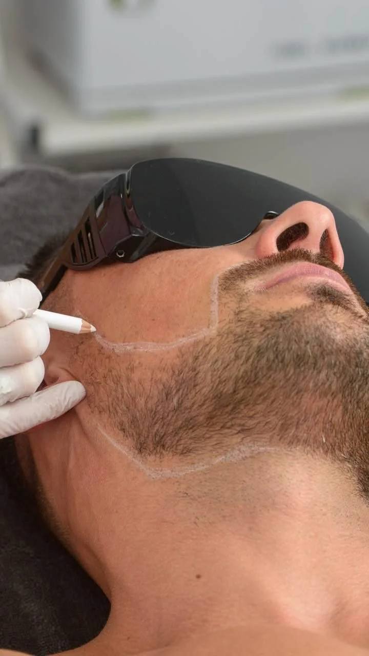 Patient being prepared for laser hair removal treatment at Helalat Clinic in Amman