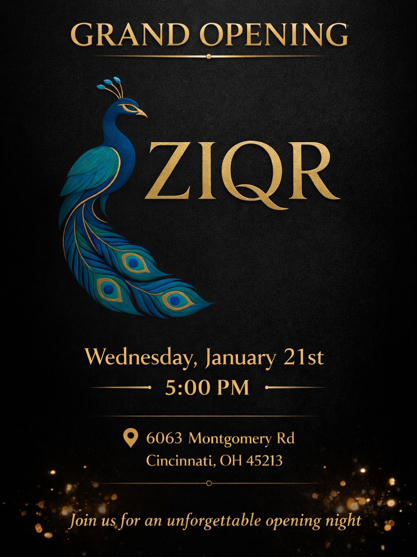 🎉 ZIQR GRAND OPENING &mdash; JANUARY 21st.  The wait is finally over! 🦚✨
We&rsquo;re officially opening our doors and we can&rsquo;t wait to welcome you in for an unforgettable dining experience.

🍽️ Grand Opening: Wednesday, January 21st
📲 Reser