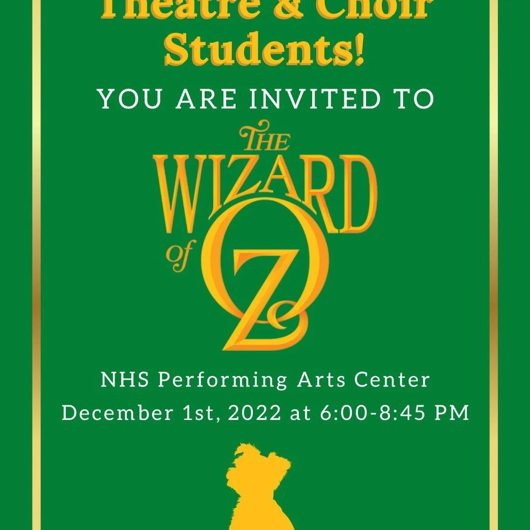 Tomorrow you are invited to a final dress rehearsal for The Wizard of Oz. Reach out to Ms. Zavala to confirm your attendance. 😊