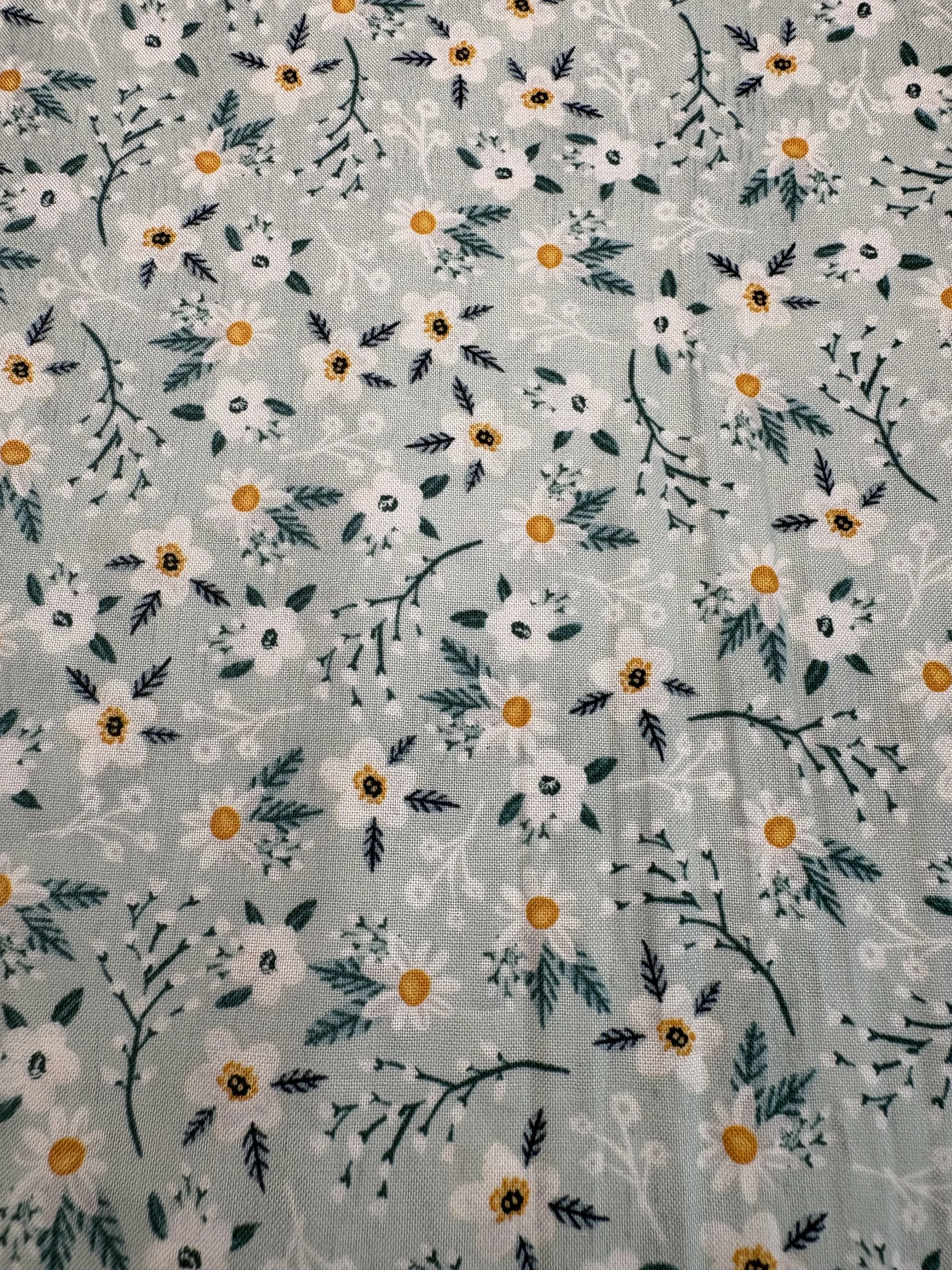 Blue with white flowers