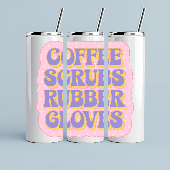 Coffee Scrubs Rubber Gloves Tumbler – Pastel Stars Edition