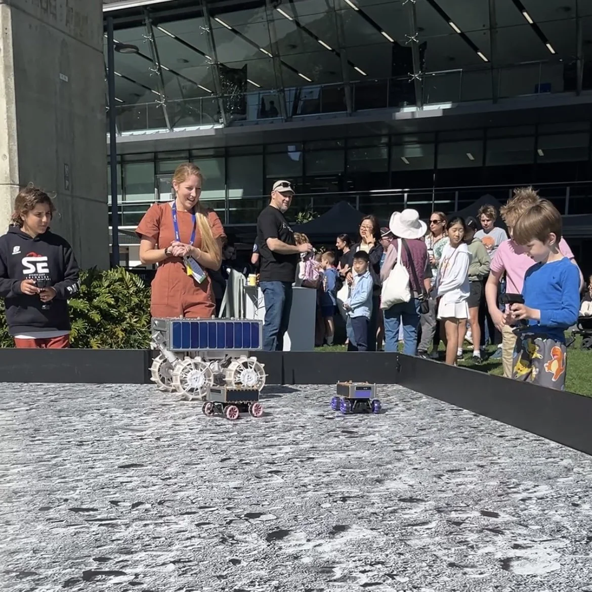 Students driving Roo-ver Joeys with a Roo-ver prototype