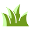 A simple icon of green grass blades.