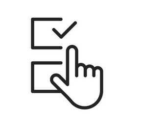 Icon of a hand clicking a checkbox on a checklist.