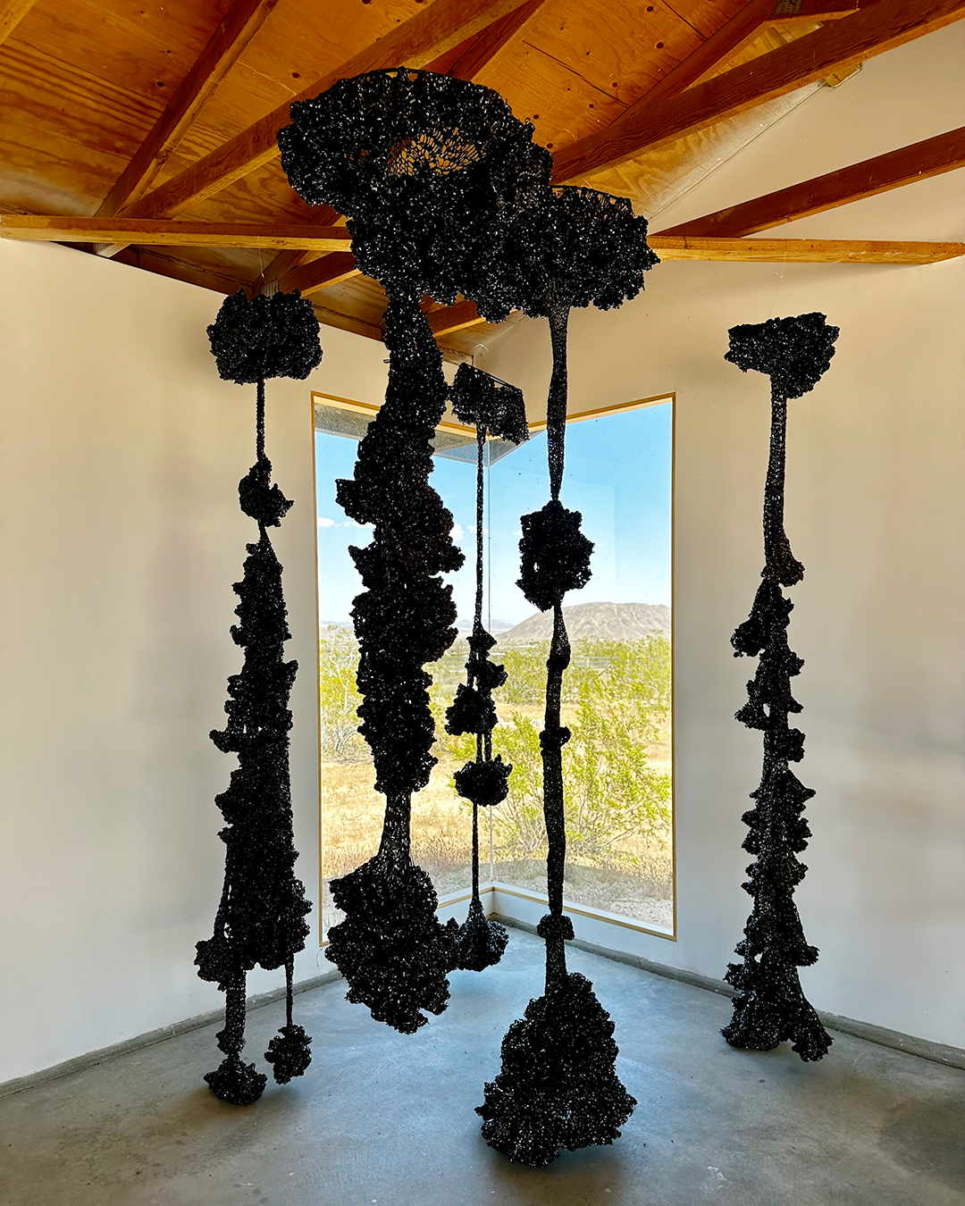 Organic Style Crocheted Cassette Tape Installation