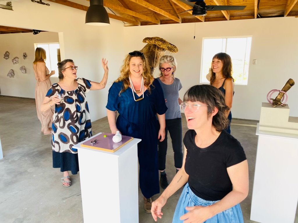 The artists and curator of Material World, left to right: Laura Cooper, Adrienne Adar, Coleen Sterritt, Nicola Vruwink, Heidi Schwegler,