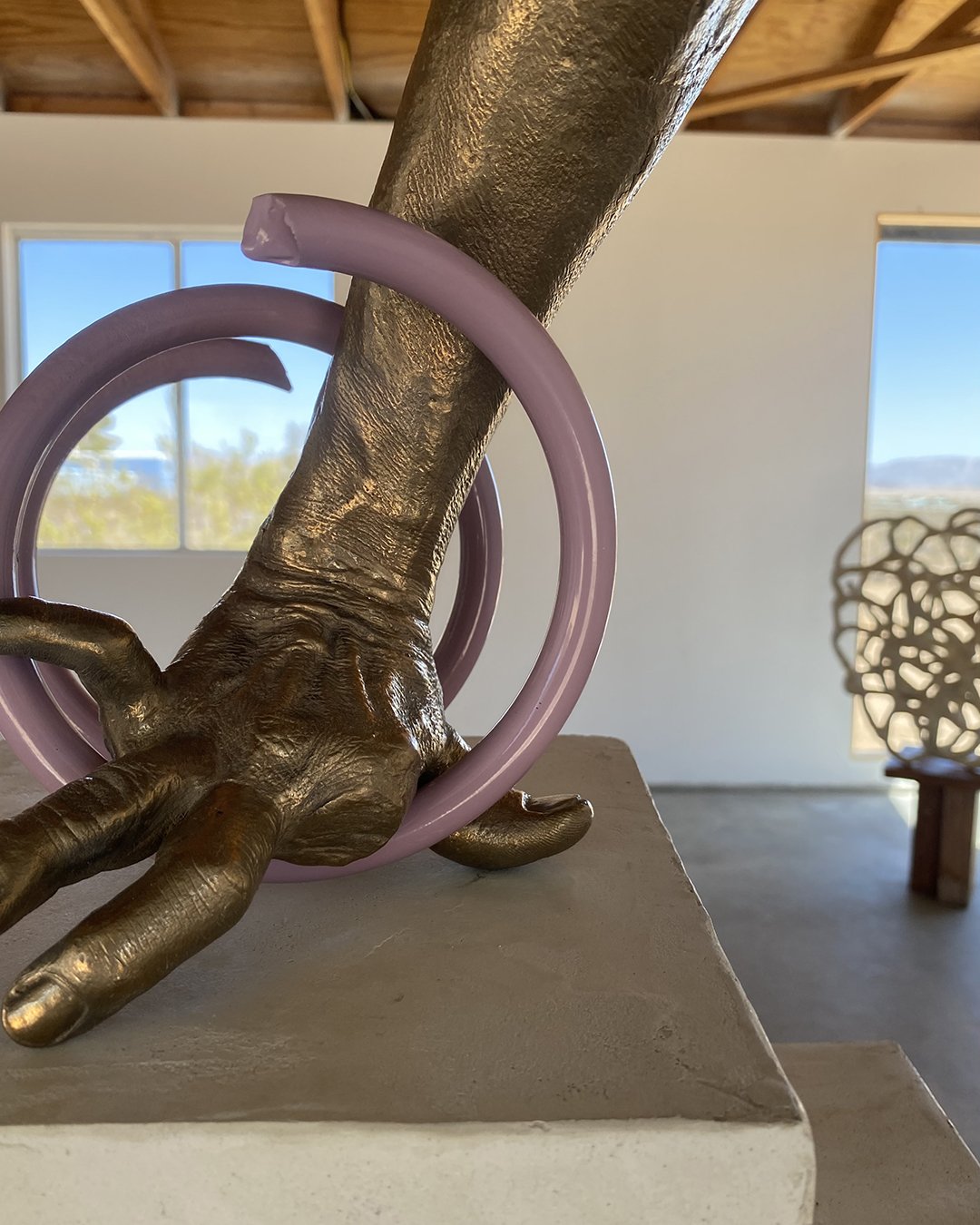 Detail of Heidi Schwegler's Bronze and Glass Sculpture