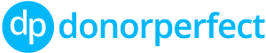 DonorPerfect logo with a blue circle containing 'dp' and the word 'donorperfect' in blue text.