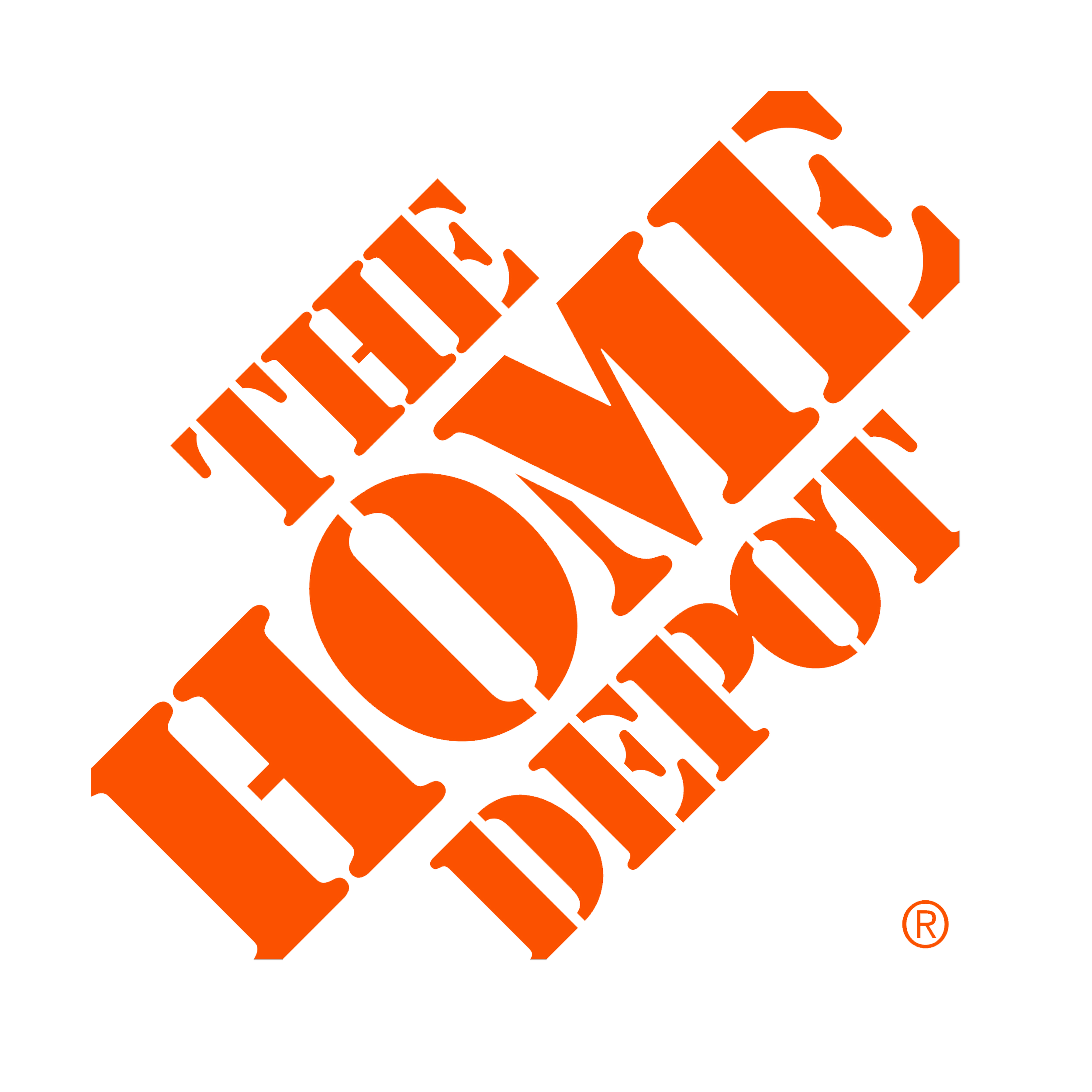 A logo featuring an orange hammer and the text 'HOME DEPOT' in black with an orange registered trademark symbol.