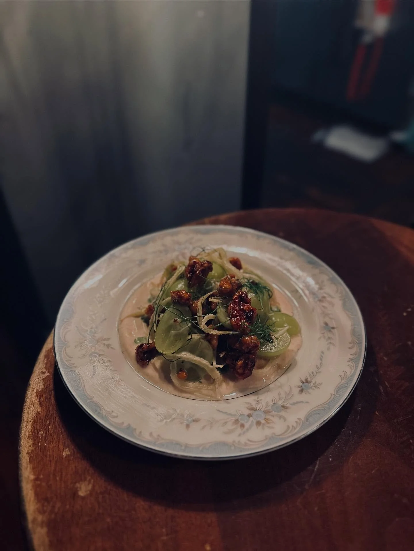 The sumac spiced yogurt heroically shoulders the burden of balancing a shaved fennel salad dressed in a lemon vinaigrette with candied walnuts and ice cold grapes garnished with fennel fronds.

#unsungheros