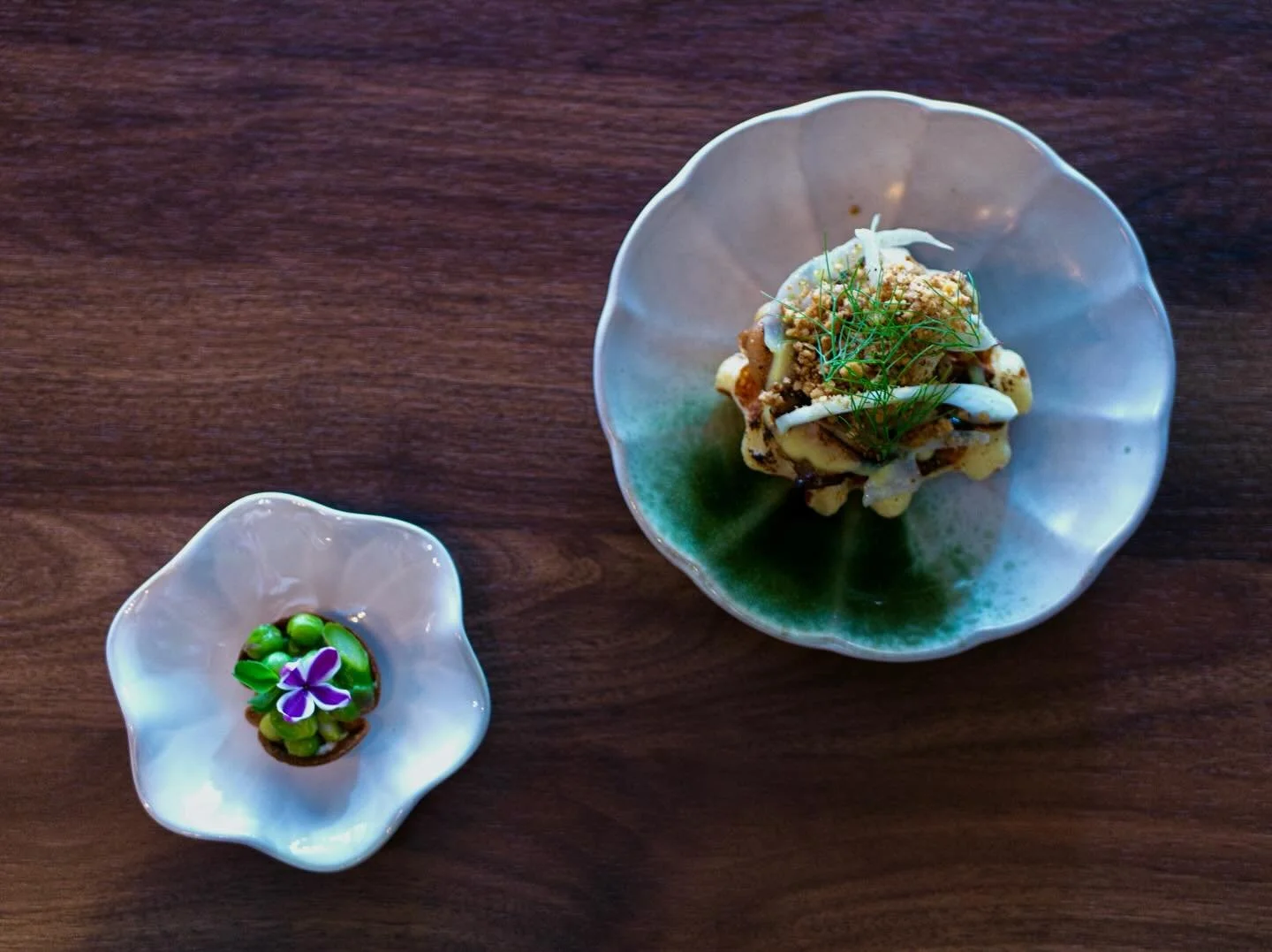 The perfect pair&hellip;

To start off our current tasting menu, we welcome you in with an abundance of spring flavours. 

The savoury waffle, a Murmur classic consisting of marinated pork belly, apple caramel, and fresh fennel is served alongside a 