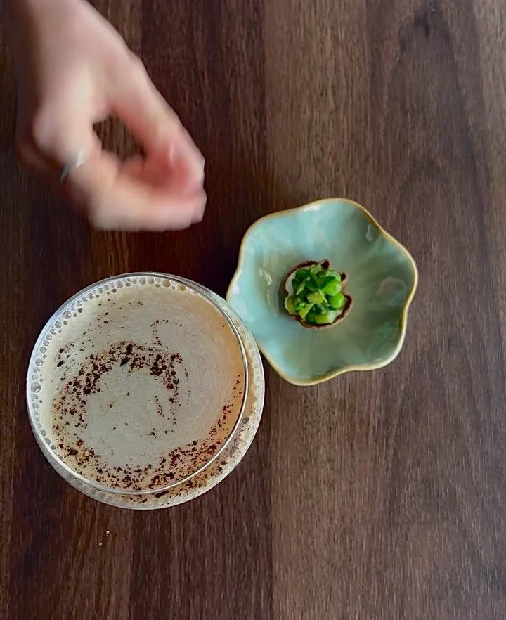 Rye Tart &bull; cr&egrave;me fraise &bull; asparagus &bull; peas &bull; lemon 

The Rye Tart and Milk Tea Martini; a match made in Murmur. 

Come try these new menu items out on our 4 and 6-course tasting menus. Book your reservation through the link