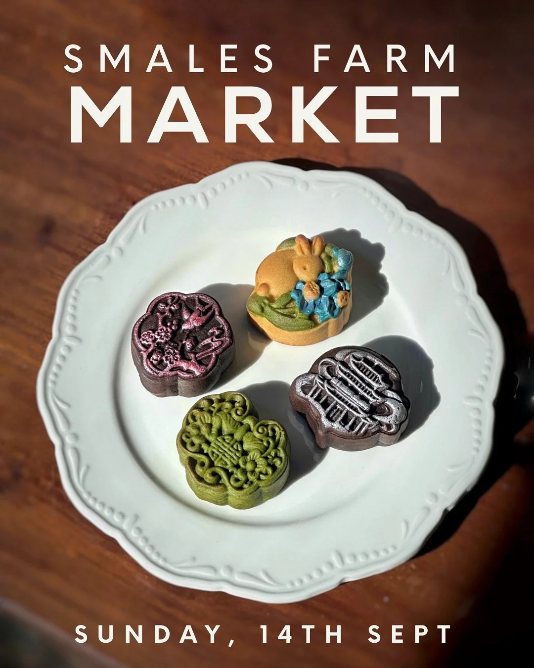 We&rsquo;ll be at Smales Farm Market this Sunday, 14th September (9am&ndash;2pm)
Alongside our usual favourites, we&rsquo;ll also be bringing a selection of handcrafted mooncakes for Mid-Autumn Festival (Traditional Chinese celebration of family, har