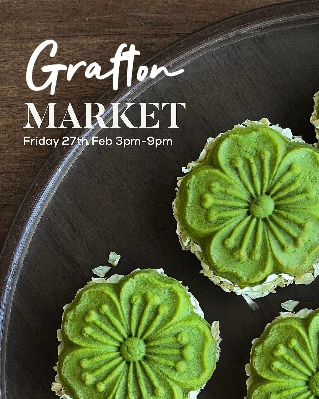 Join us this Friday night for @opencirclemarkets first Grafton night market. 

Market info
Friday, February 27, 5pm &mdash; 9pm
2 Burleigh Street, Grafton, Auckland

Desserts
&bull; Mango/Peach/Matcha sandwich cookie
&bull; Rose/Lychee/chocolate sand