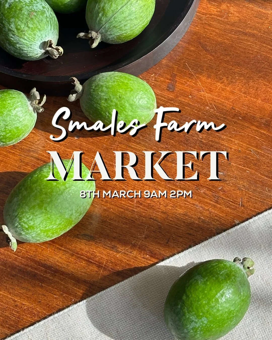 This Sunday (8th March) we&rsquo;re back at Smales farm market (9am-2pm) for this weekend we&rsquo;ve brining along our two new Feijoa desserts! @themarketcollaborativenz 

Desserts
&bull; Coconut/chocolate/feijoa sandwich cookie
&bull; Mango/Peach/M