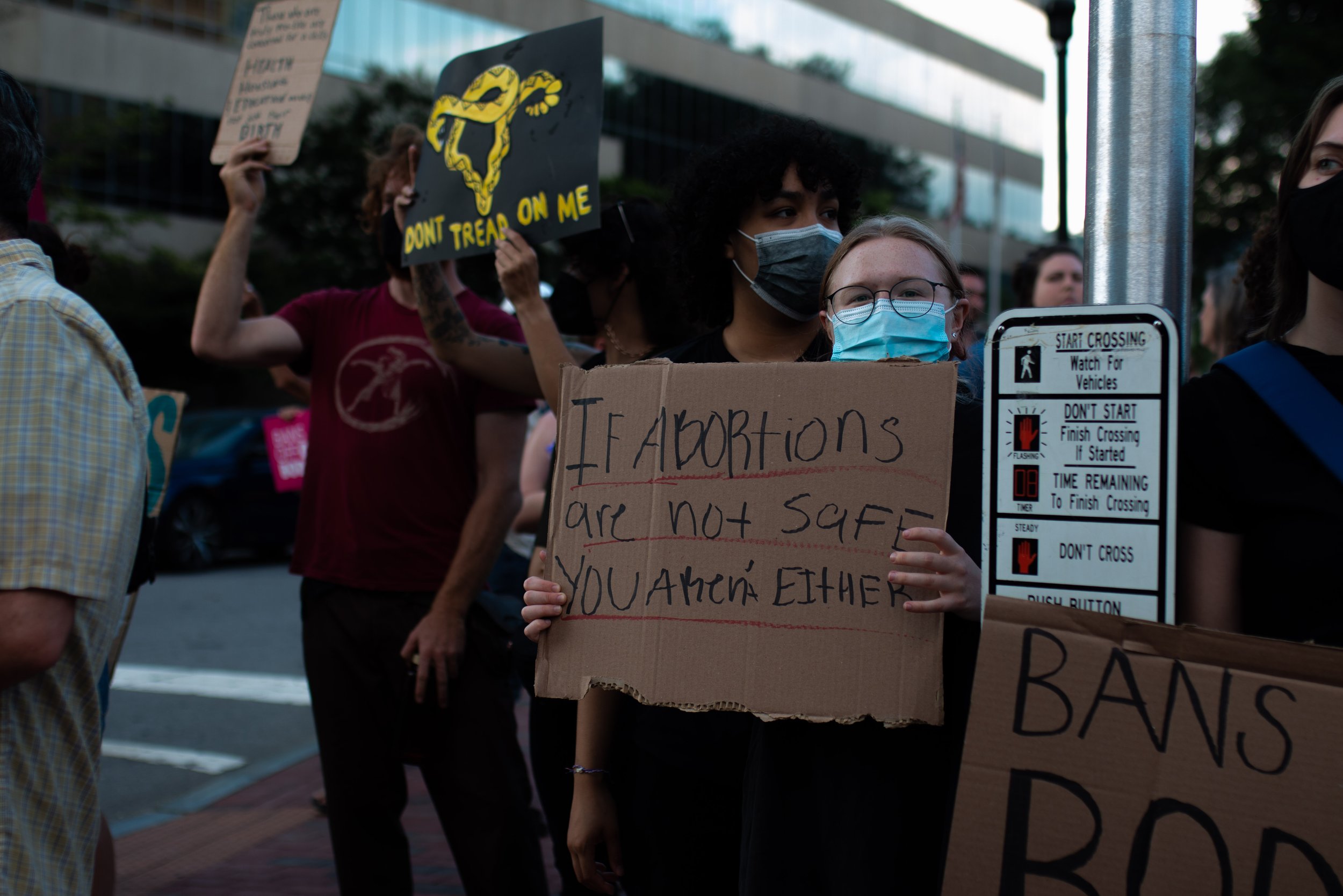 Asheville, North Carolina | June 25, 2022.
Protesters gather in response to the Supreme Court’s decision to overturn Roe v. Wade, voicing outrage, grief, and resistance.