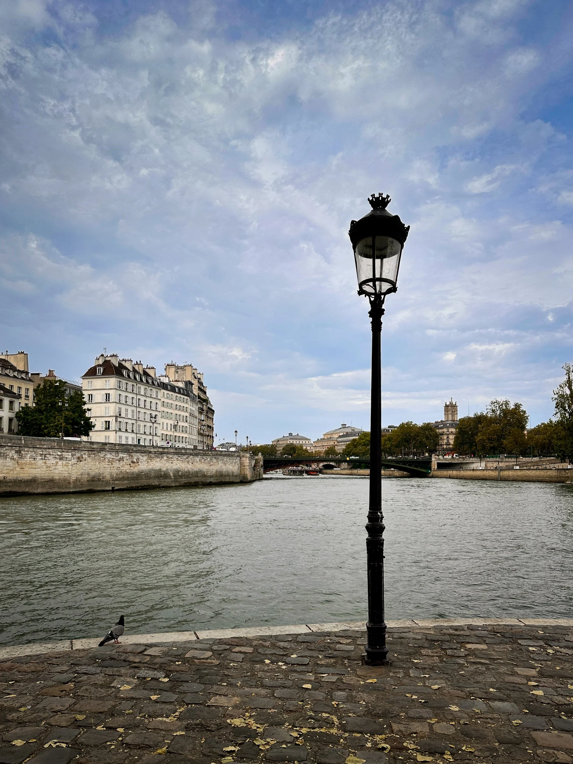 Quay along Seine on Ile Saint Louis. Paris, France.