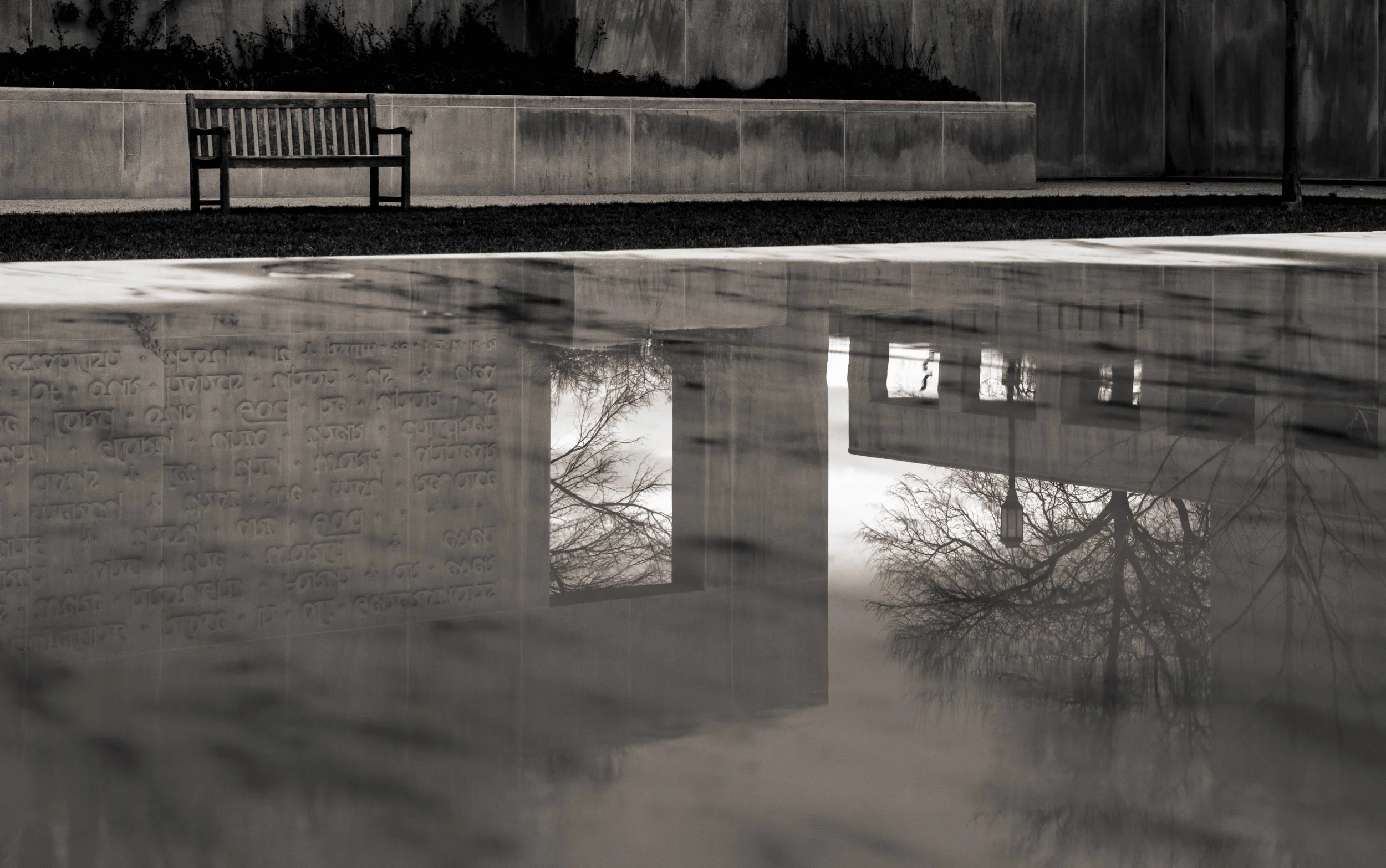 Contemplative reflection Northwest Washington DC. Sepia toned art photography.
