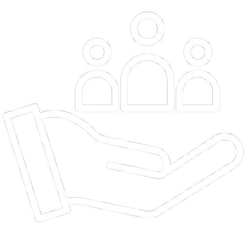 Hand holding a group of three figures, representing support or community.