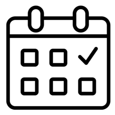 Calendar with six checkboxes, one marked with a checkmark.