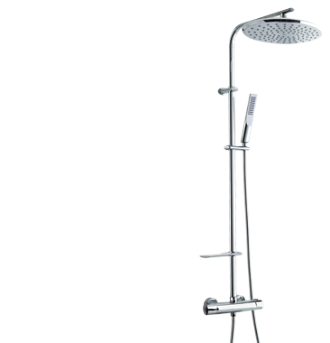 Glossy chrome rainfall shower column