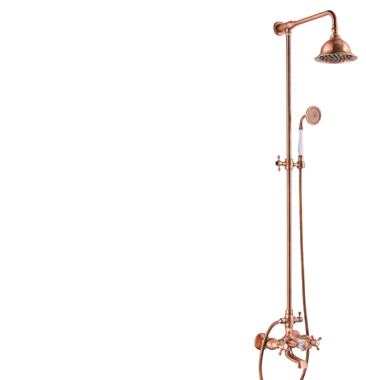 Weathered Antique Copper Shower with Handheld