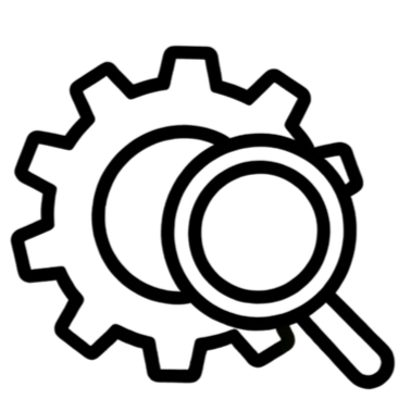 A dark gear or cogwheel silhouette.