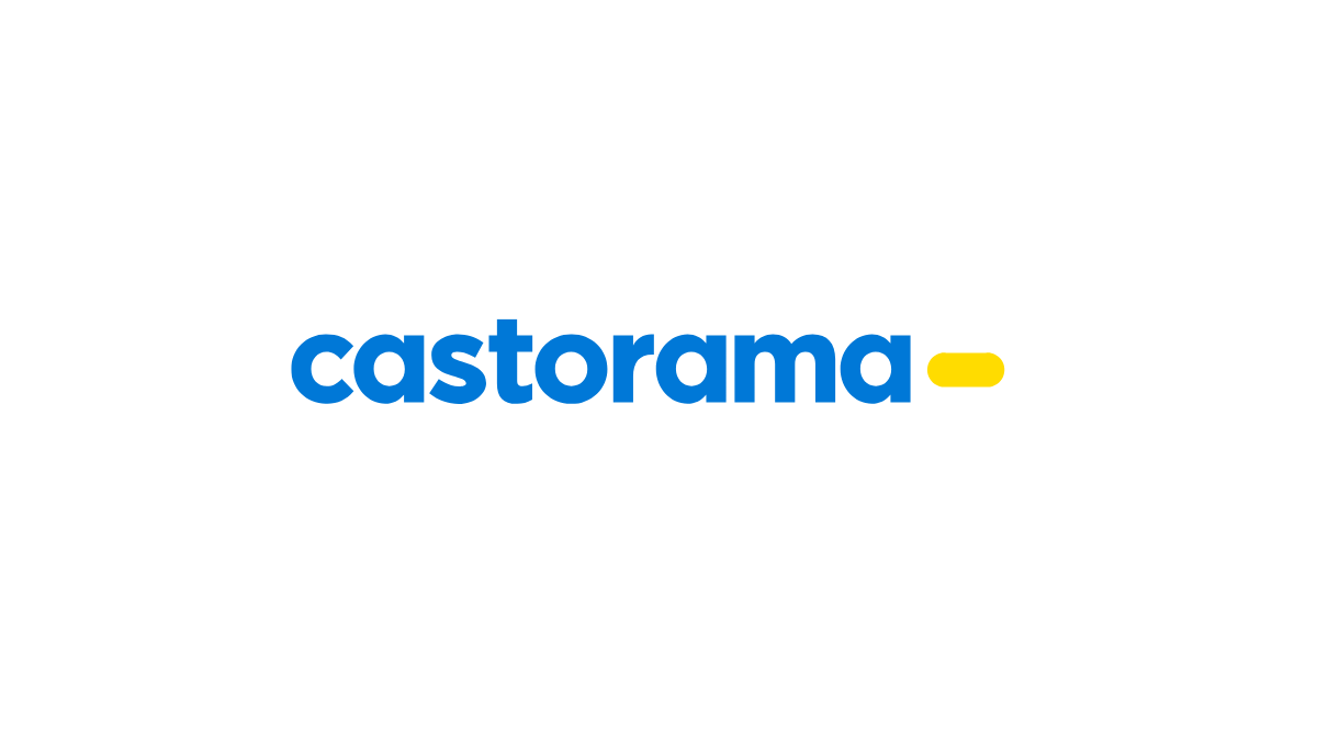Colorful Castorama logo with black background