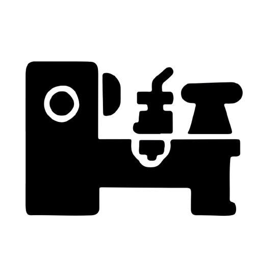 A simplified black and white outline of a microscope.