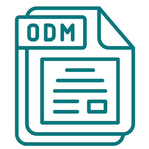 Icon of a document with a folded corner labeled 'ODM' at the top, representing a digital or printed document.