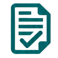 Icon of a document with a checkmark, symbolizing approval or completion.