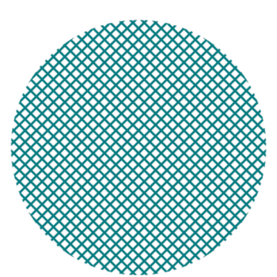 A blue circular mesh pattern on a black background.