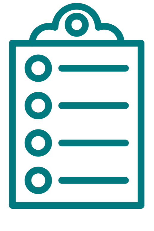 Icon of a clipboard with a checklist and checkboxes.
