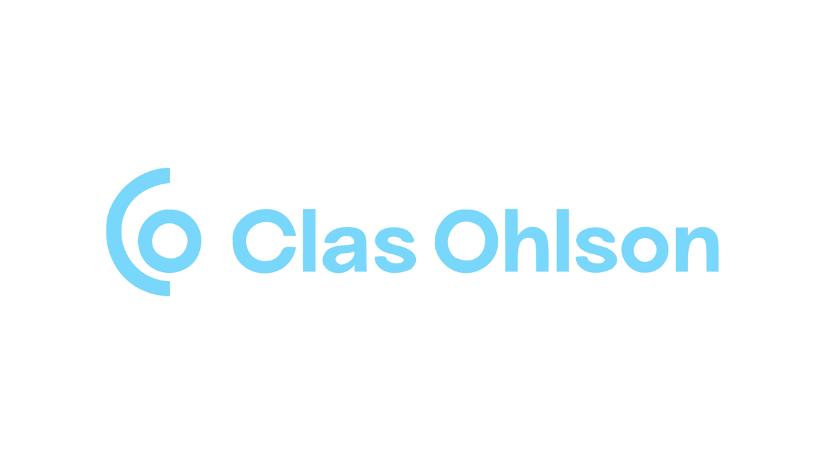 The logo of Clas Ohlson, a retail company, featuring a stylized circular icon to the left of the company name in blue text.
