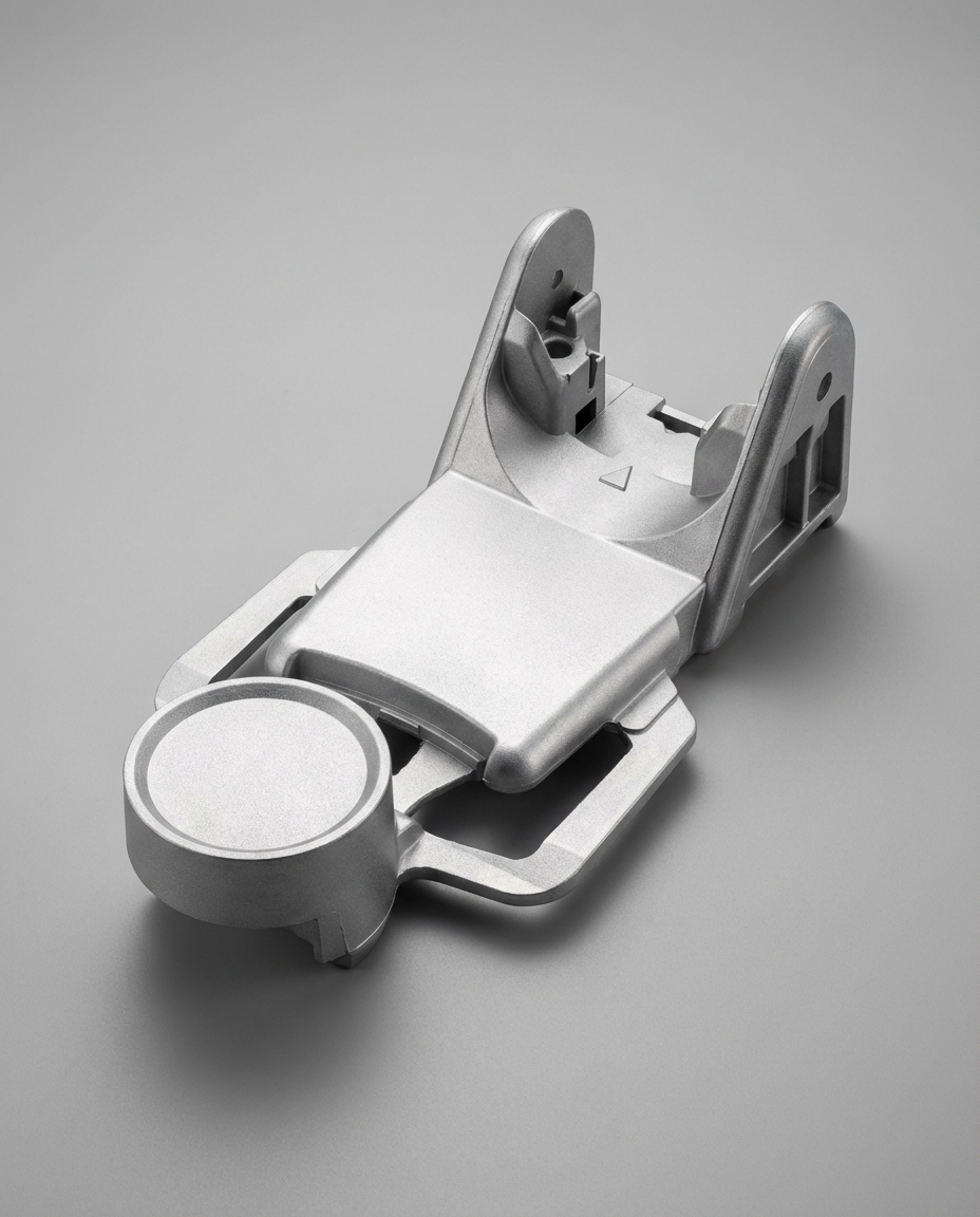 Silver-colored smartphone holder with adjustable arms.