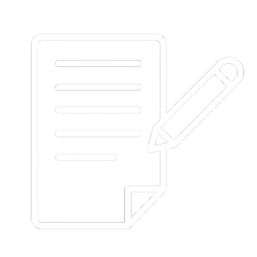 Icon of a document with lines and a pencil, indicating writing or editing.