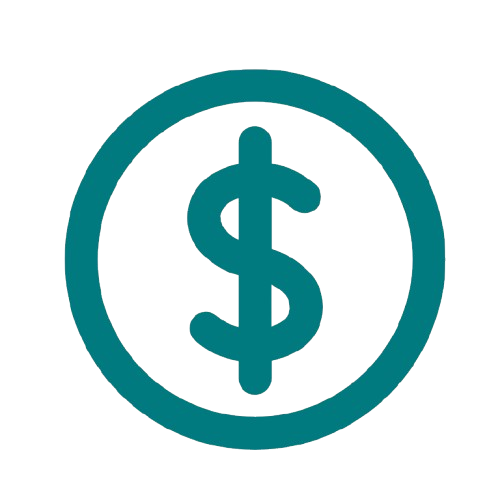 A teal dollar sign inside a teal circle on a black background.