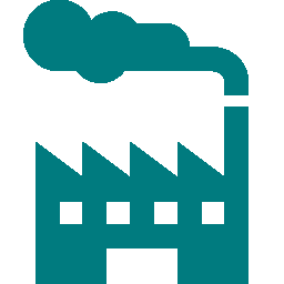 Icon of a factory with smoke coming out of chimneys