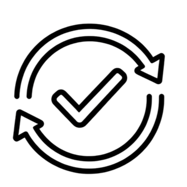 A gauge with a needle pointing to the left and a check mark symbol in the center, indicating approval or success.