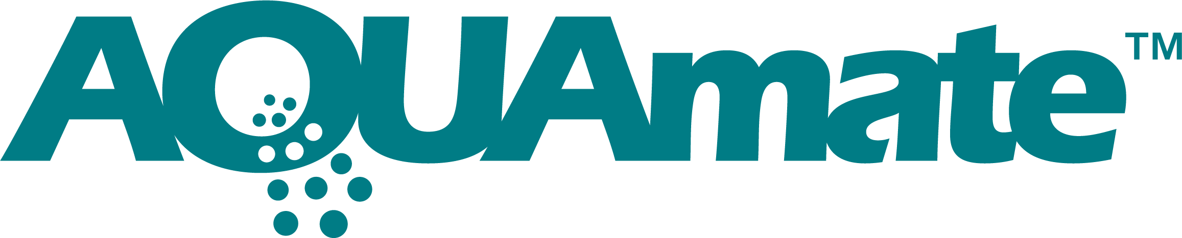 Aqua Amulet logo with stylized text and bubbles design.