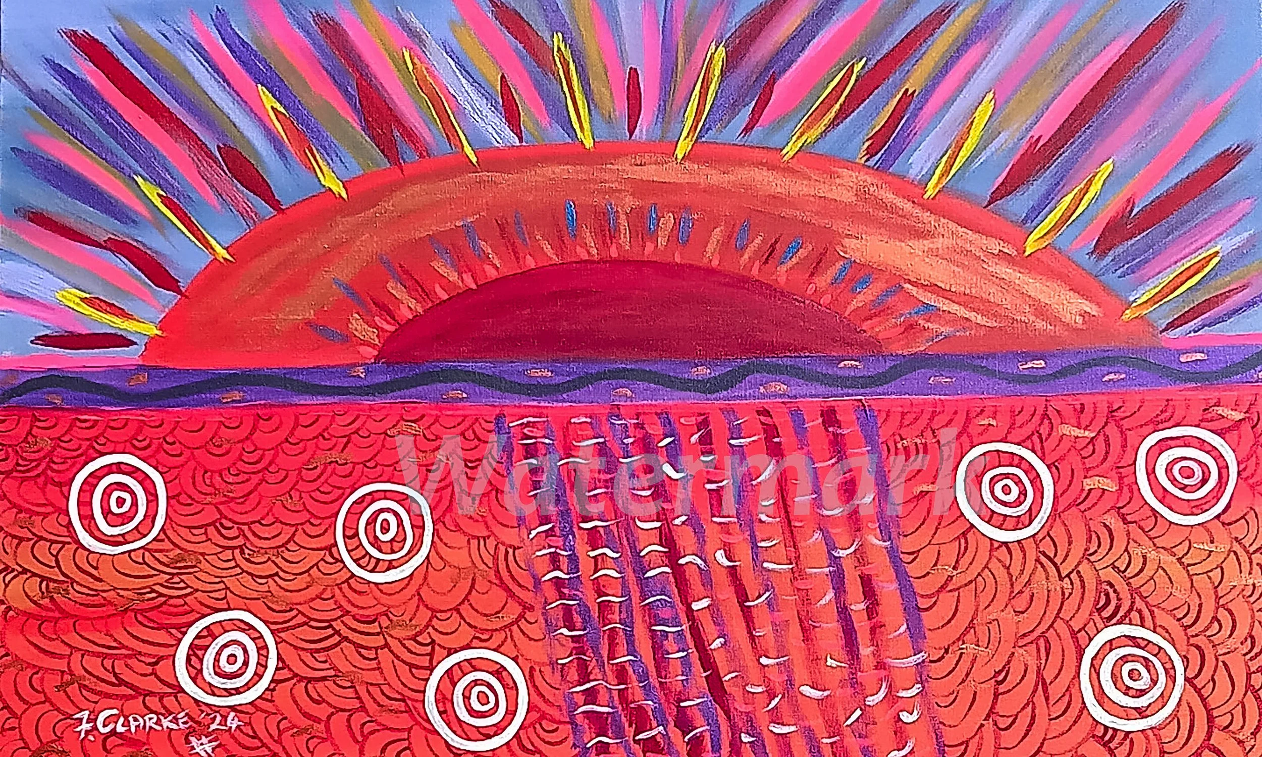 Old Man Sun Rises, Acrylic on Canvas, 91cm x 60cm, $5,230