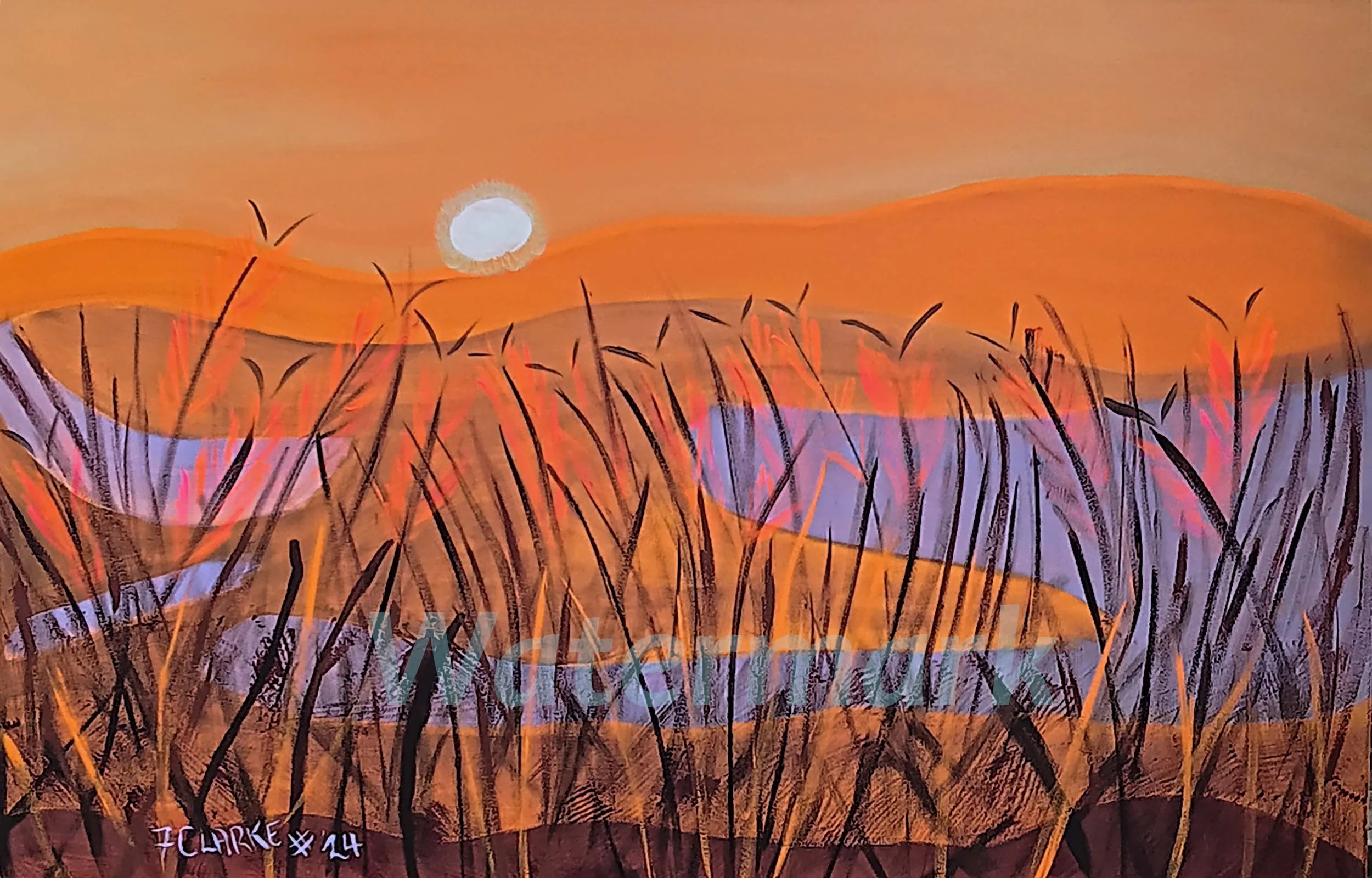 Orange Sunset, Acrylic on Canvas, 81cm x 61.5cm, $4,700